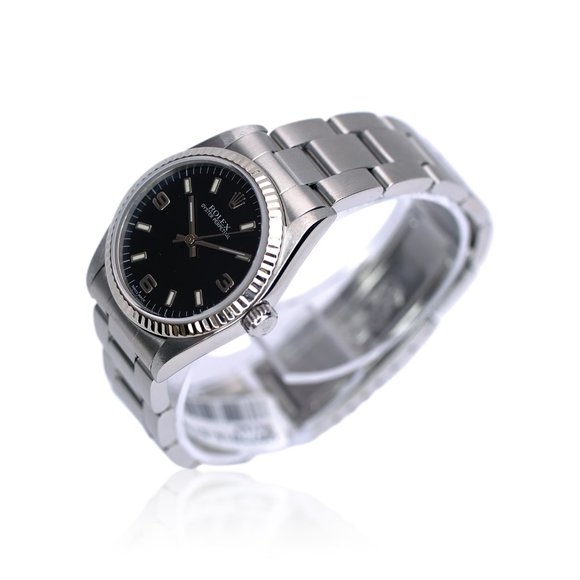 ROLEX OYSTER PERPETUAL 77014 WATCH 31MM STEEL BLACK INDEX OYSTER YR-1999 - Picture 4 of 9